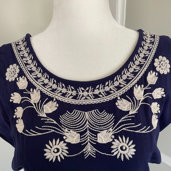 Alya Navy and Ivory Embroidered Dress - Picture 4 of 8